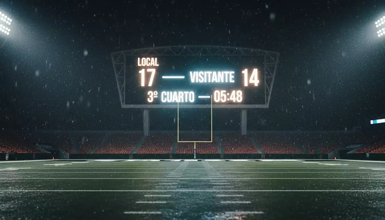 Marcador de estadio NFL mostrando la puntuación total del partido